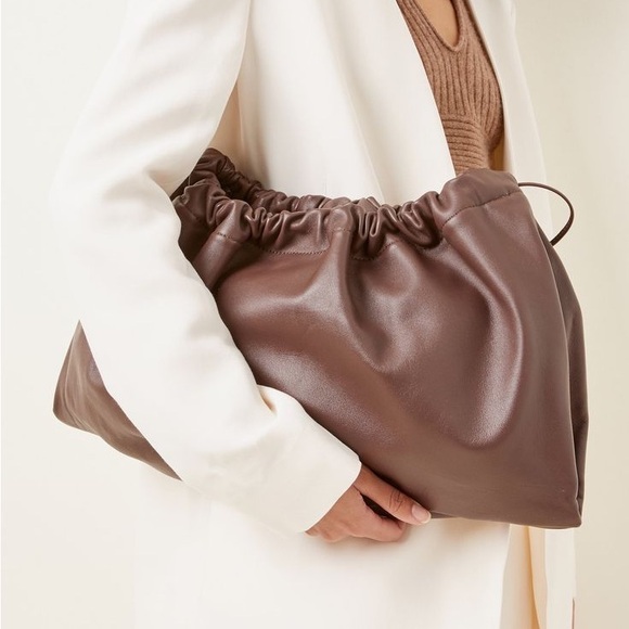 Studio Amelia Alexander Drawstring Brown Leather Crossbody Clutch Purse Bag - Picture 1 of 8